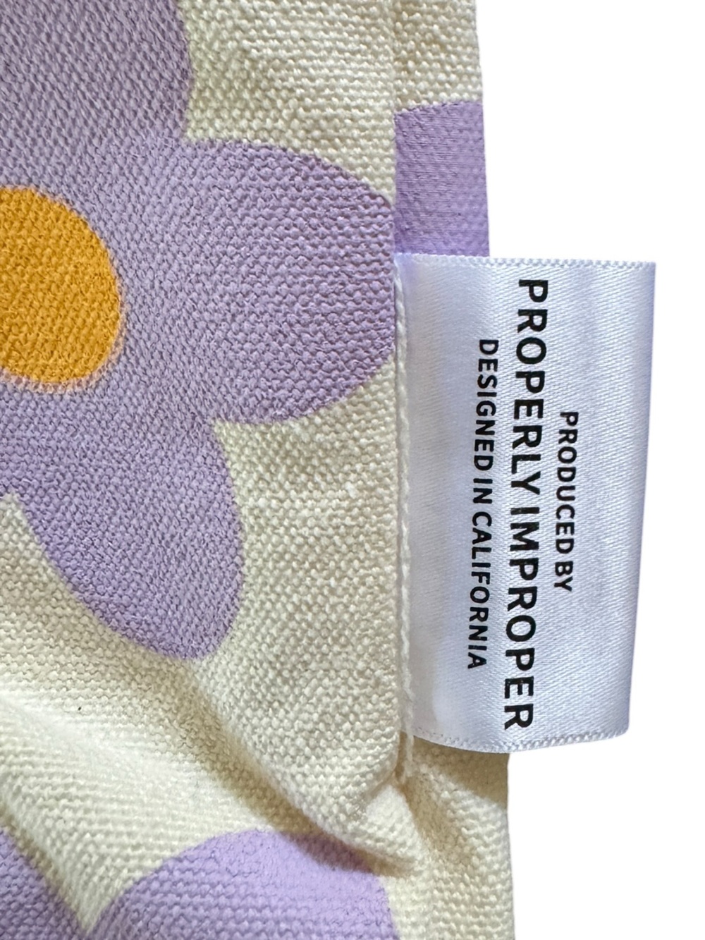Properly Improper "Be Kind To Yourself" Canvas Tote Bag Large Purple Daisy - Picture 3 of 3
